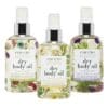 Group shot of 3 italian dry body oils