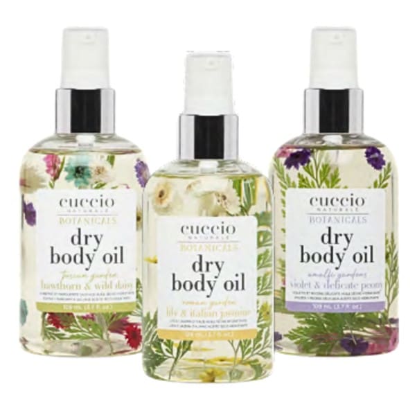 Group shot of 3 italian dry body oils